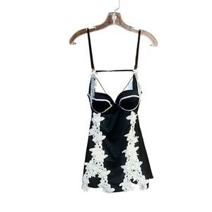 Soolinen Chemise Dress Intimates Sz S/M Black/beige  NWT
